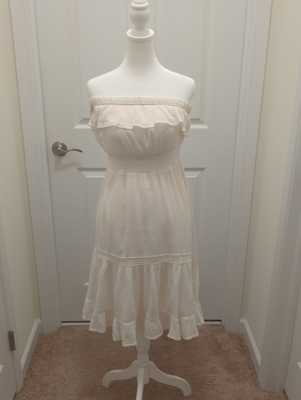 HD in Paris Strapless Ruffle Dress in Cream